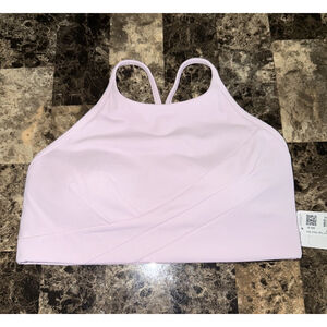 LULULEMON FLOW Y WRAP FRONT HIGH NECK BRA PINK SIZE 8 NWT